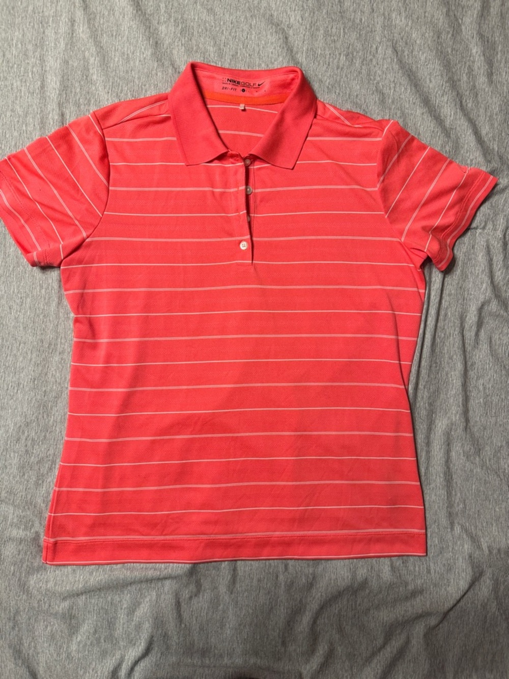 Nike Coral Pink Striped Performance Polo
